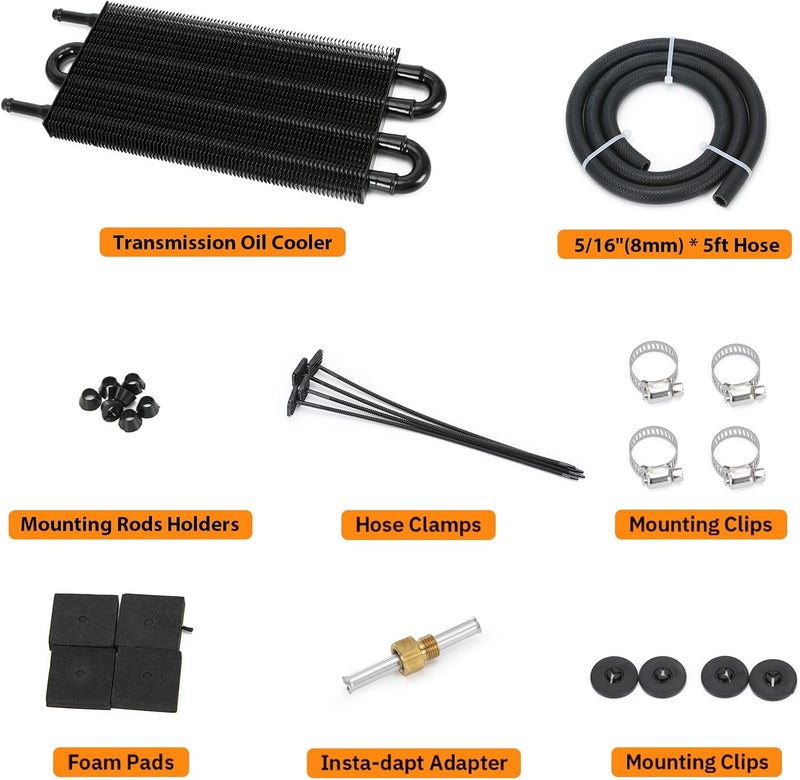 SJDYYMX Universal 5/16" Transmission Oil Cooler Kit Aluminium alloy 4 Pass Tube & Fin Black - Image 5